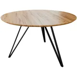 möbelliebling Runder Esszimmertisch massiv Eiche Schweizer Kante 110 cm Hairpin schwarz DREAM