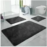 LindenBerg Badematte Badvorleger mit Mikrofaser - Badezimmer Teppich, Höhe 5 mm, rutschhemmend beschichtet, Waschbar, Pflegeleicht, Polyester, Rechteckig, 70 x 120 cm, 50 x 55 cm, 50 x 80 cm, 60 x 100 cm, 70 x 120 cm grau 70 x 120 cm