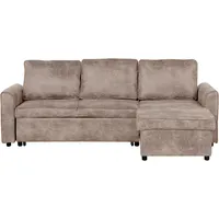 Beliani Beliani, Ecksofa mit Schlaffunktion Lederoptik braun linksseitig Nesna