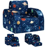 aiyaplay Kindersessel 2 in 1 Klappbar mit Liegefunktion Planetenmuster Blau