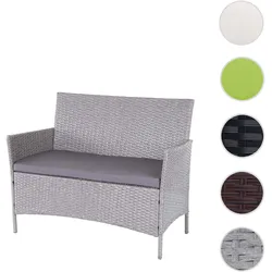 Poly-Rattan Gartenbank Halden, Sitzbank Bank ~ grau, Kissen anthrazit