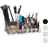 Relaxdays Kosmetik-Organizer Acryl, Make Up Organizer mit 16 Fächern für Schminke & Lippenstift-Halter, transparent/gold