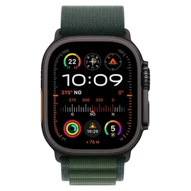 Apple Watch Ultra 2 GPS + Cellular 49 mm Titangehäuse schwarz, Alpine Loop Armband dunkelgrün M