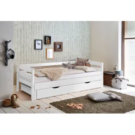 RELITA Funktionsbett mit Lattenrost, Bettschublade und Auszug auf 180x200 cm, weiß lackiert, - 61866451-0
