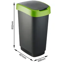 Proregal Klassischer Abfalleimer 50 l Schwarz-Grün