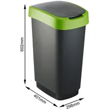 Proregal Klassischer Abfalleimer 50 l Schwarz-Grün