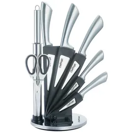 Cheffinger Messer-Set 8-teiliges Profi Messer-Set Messerblock sehr hochwertig silberfarben