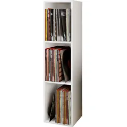 Media-Regal VCM "Holz Schallplatten LP Stand Regal Platto 3fach" Gr. 34, weiß, B:34cm H:107cm T:30cm, Holzwerkstoff, Holz, Spanplatte, Regale