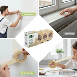varivendo Klebeband Kreppklebeband 6 Rollen 50 mm x 50 m
