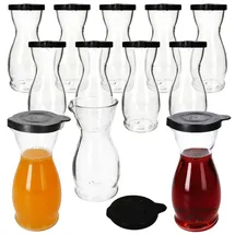 Mambocat 12x MIA MISURA Wein-Karaffe mit Deckel schwarz 0,5L geeicht Glas-Krug Saft, Wasser,