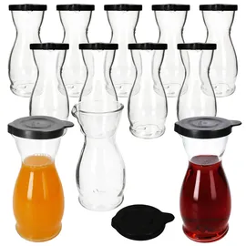 Mambocat 12x MIA MISURA Wein-Karaffe mit Deckel schwarz 0,5L geeicht Glas-Krug Saft, Wasser,