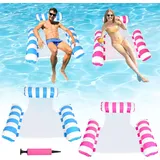 2 Stück Luftmatratze Pool, Aufblasbare Wasserhängematte mit Luftpumpe, 4 in 1 Sc