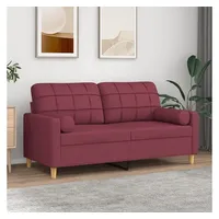 VidaXL 2-Sitzer-Sofa mit Zierkissen Weinrot 140 cm Stoff