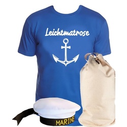 coole-fun-t-shirts Kostüm Matrosen Kostüm Set Leichtmatrose T-Shirt + Matrosenmütze + Sack XL