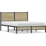 vidaXL Metallbett ohne Matratze Sonoma-Eiche 140x200 cm