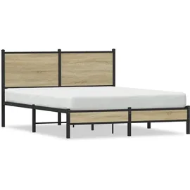 vidaXL Metallbett ohne Matratze Sonoma-Eiche 140x200 cm