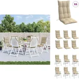 Hochlehner-Auflagen 6 Stk. Beige Oxford-Gewebe - Hochlehner Auflagen - Gartenstuhlkissen - Oxford Stoff - Wasserabweisend - Beige