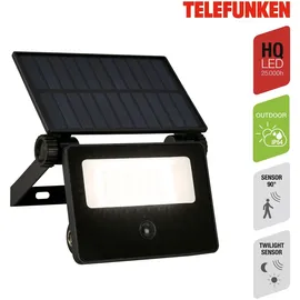 Telefunken LED Strahler Solar mit Bewegungsmelder, Dämmerungssensor, 1000 Lumen, Baustrahler, Außenlampe, Außenleuchte, Akku, Außenwandleuchte, Außenstrahler, 14x11,5x18 cm, Schwarz