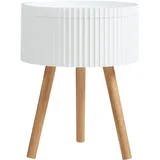 [en.casa] Beistelltisch Bongard mit Stauraum Ø38x48 cm Weiß [en.casa]