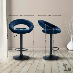 CLP Barhocker Olinda Samt blau/schwarz
