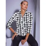 CREATION L Poloshirt in schwarz-ecru-bedruckt | Gr.: 36