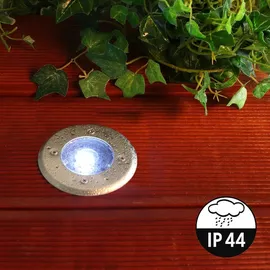 H4L Solar LED Bodeneinbauleuchte rund od. eckig 85mm Bodeneinbaustrahler 2er Set - Silber