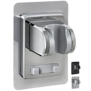 blumbach BLUMBACH® Duschkopfhalterung ohne Bohren - DAS ORIGINAL - Duschhalterung kleben statt Bohren - Neigung verstellbar, chrom - Duschkopf Halterung - Shower head holder mit extra starkem Klebepad