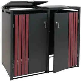 Proregal 2er-Mülltonnenverkleidung mit Deckel HxBxT 122x132x84 cm Anthrazit Holzoptik dunkel Mülltonne 53kg