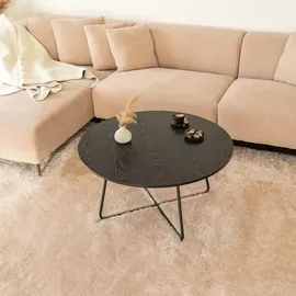 Home Deluxe Couchtisch Rund Novara Schwarz Eiche 88 x 47 cm