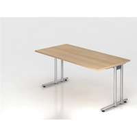 Schreibtisch eiche rechteckig, C-Fuß-Gestell silber 160,0 x 80,0 cm