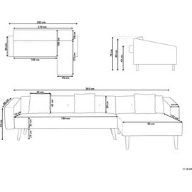 Beliani Ecksofa Grau Linksseitig Schlaffunktion Modern Wohnzimmer - Grau/Hellbraun