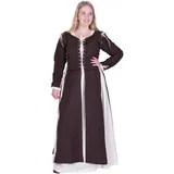 Battle-Merchant Mittelalter Überkleid Damen Marit | Wikinger Kleid mit Schnürung Kostüm körperbetont Baumwolle (Braun, x_l) - XL