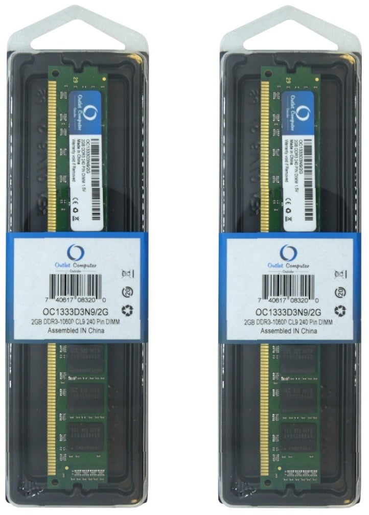 2x 2 GB DDR3 Arbeitsspeicher 1333 MHz Ram Modul CL9 240 Pin DIMM 1.5 V