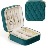 LuxusKollektion Schmuckset Kleine Schmuckkästchen Damen Reise Schmuckbox Samt Pfauenblau