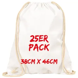Texxilla Turnbeutel Mehrpack mit robusten Zugbändern, Weiß, weiß