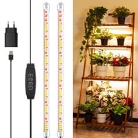 COKOLILA 2 Stäbe Pflanzenlichtstreifen, Pflanzenlampe Vollspektrum mit 120 LED, Pflanzenlicht mit Auto ON/Off Timer 3/9/12H, 3 Lichter Modi, Pflanzenleuchte für Zimmerpflanzen