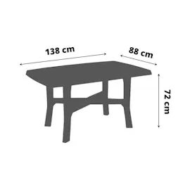 PROGARDEN Rodano Gartentisch 138 x 88 x 72 cm grau