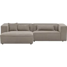 LeGer Home by Lena Gercke Ecksofa "PIARA mit Kedernaht, Cord, Leinenoptik o. Strukturstoff, Couch, L-Form", greige, B:267cm H:66cm T:167cm, 100% Polyester, LEGER HOME BY LENA GERCKE, Sofas, Ecksofa, wahlweise Ottomane rechts/links, schwarze Füße, bequemer Sitzkomfort
