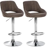 CLP 2er Set Barhocker Milet Stoff braun/Metall in Chromoptik