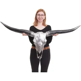 MCW Deko Schädel Stier Silbergrau