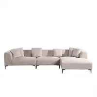 Home Deluxe Ecksofa Torino - Farbe: Beige, Ausführung: Rechts - 344 x 74 x 178 cm I Samtsofa, Sofa, Wohnlandschaft