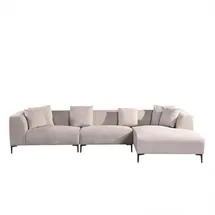 Home Deluxe Ecksofa Torino - Farbe: Beige, Ausführung: Rechts - 344 x 74 x 178 cm I Samtsofa, Sofa, Wohnlandschaft