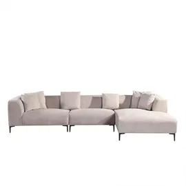Home Deluxe Ecksofa Torino - Farbe: Beige, Ausführung: Rechts - 344 x 74 x 178 cm I Samtsofa, Sofa, Wohnlandschaft