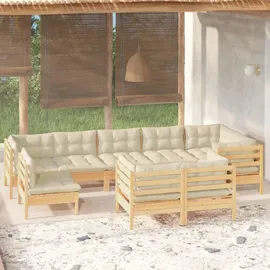 vidaXL Garten-Lounge-Set 9-tlg. creme Kiefer