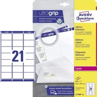 Avery Zweckform L7160-40 Adressetiketten/Adressaufkleber (840 Etiketten mit ultragrip, 63,5x38,1mm