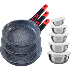 Pfannen-Set KING "Click-Grip", rot, Ø:28cm, Pfannen, abnehmbarer Griff, Induktion,Keramikbeschichtung»Fusion TI«