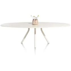 XOOON Lund Esszimmertisch oval MDF-Tischplatte Nebbia/Metallgestell - Nebbia