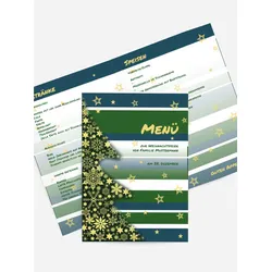 Menükarten Weihnachtsfeier selbst gestalten mit Spruch und Fotos im Onlinedesigner bei Meine-Kartenmanufaktur.de