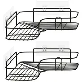 Navaris 2x Duschablage ohne Bohren - Bad Duschregal Eckregal 2er Set - Badezimmer Regal Wand - Ablage für Dusche Aufbewahrung - Metall Dusch Ecke - Schwarz