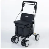 Carlett CARLETTEinkaufstrolley Einkaufswagen Shopping Trolley Rollatoren für SeniorenMaximale Sitzbelastung 125 kg, 30L, Wasserdichte Tasche aus Polyester-Schwarz